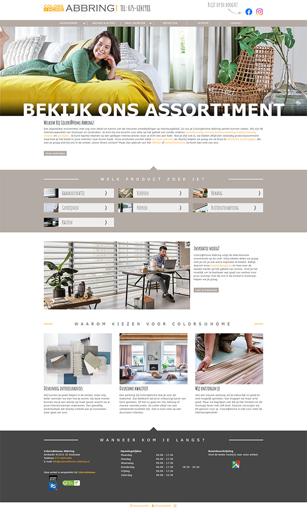 Voorbeeld homepage winkelwebsite Voorbeeld homepage winkelwebsite