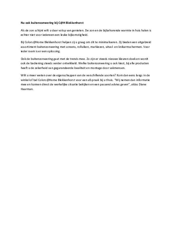 Persbericht buitenzonwering