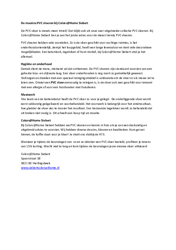 Persbericht PVC vloeren