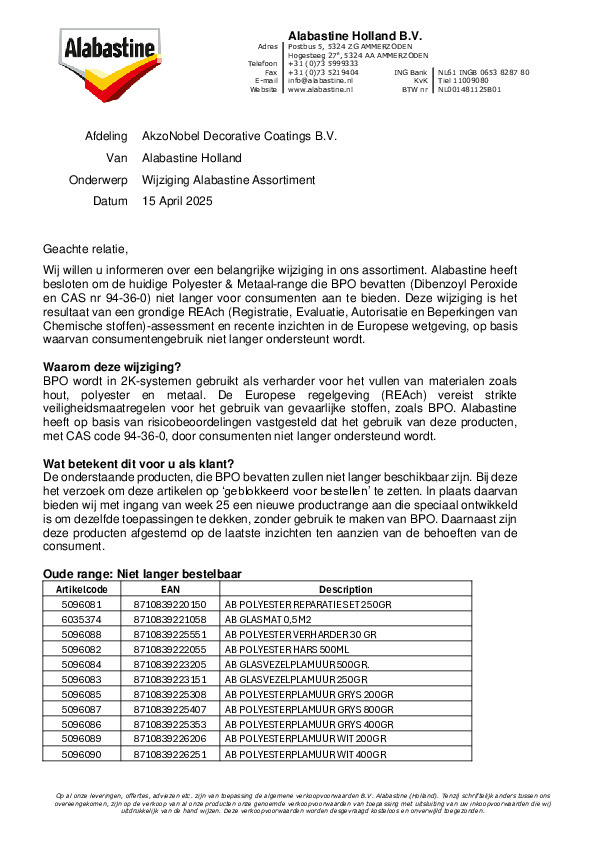 Alabastine Polyesterrange 15-04-2025