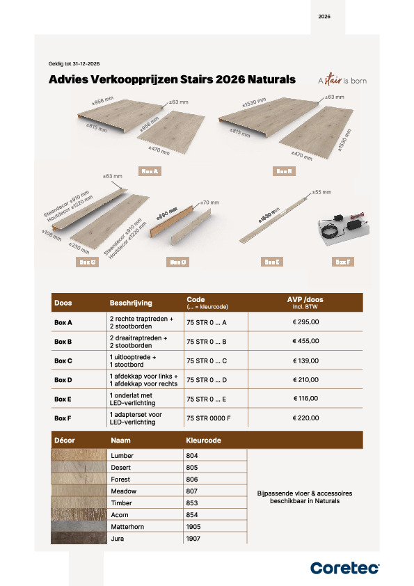 Cons. Adviesprijzen stairs Naturals 2026